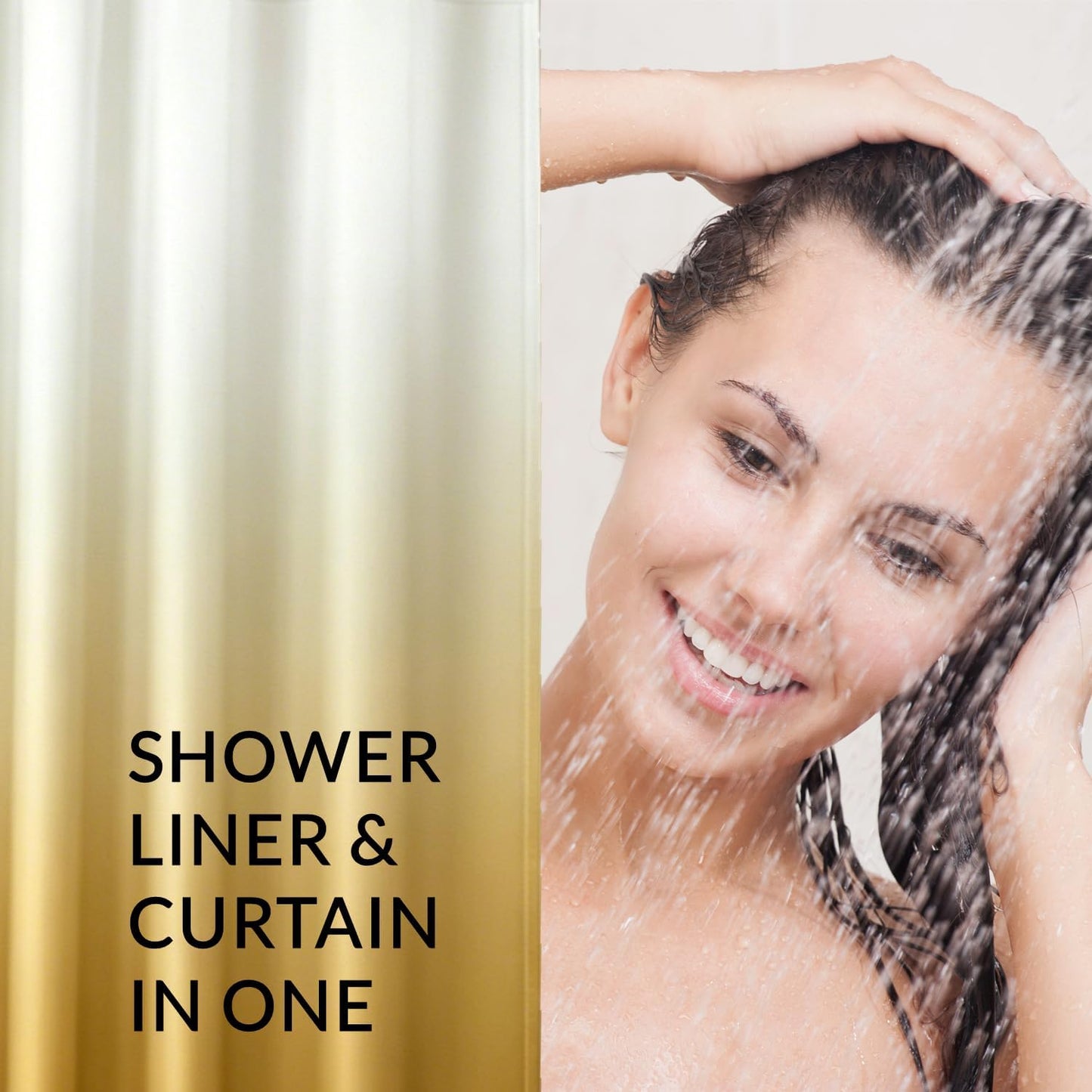 Ombre Yellow and White Shower Curtain Liner,Waterproof Fabric Shower Curtain with 3 Weighted Magnets, Odorless Cloth Lightweight Bathroom Curtain,Sturdy Rustproof Grommets,72 x 72