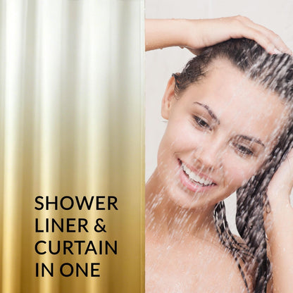 Ombre Yellow and White Shower Curtain Liner,Waterproof Fabric Shower Curtain with 3 Weighted Magnets, Odorless Cloth Lightweight Bathroom Curtain,Sturdy Rustproof Grommets,72 x 72
