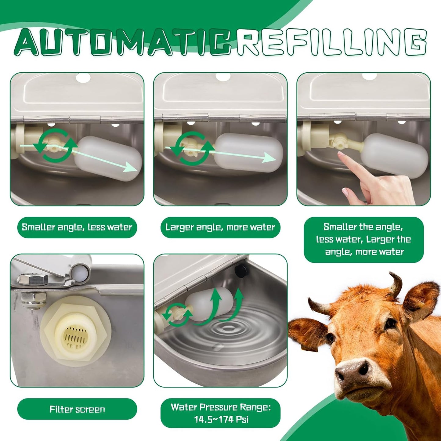 Automatic Dog Water Feeder 3L Stainless Steel Bowl for Chicken Cattle Sheep | With Float Valve auto fill water Wall Mounted Livestock Waterer rust proof Keep Water Fresh Easy to Clean & install for Goat