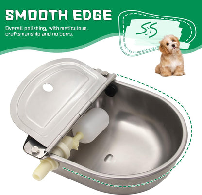 Automatic Dog Water Feeder 3L Stainless Steel Bowl for Chicken Cattle Sheep | With Float Valve auto fill water Wall Mounted Livestock Waterer rust proof Keep Water Fresh Easy to Clean & install for Goat