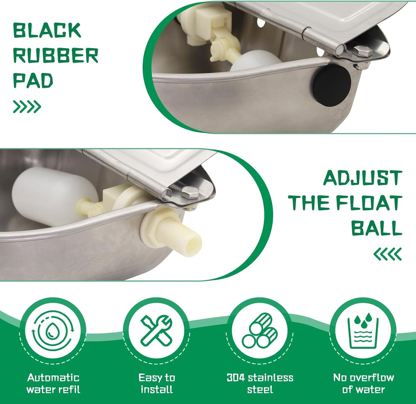 Automatic Dog Water Feeder 3L Stainless Steel Bowl for Chicken Cattle Sheep | With Float Valve auto fill water Wall Mounted Livestock Waterer rust proof Keep Water Fresh Easy to Clean & install for Goat