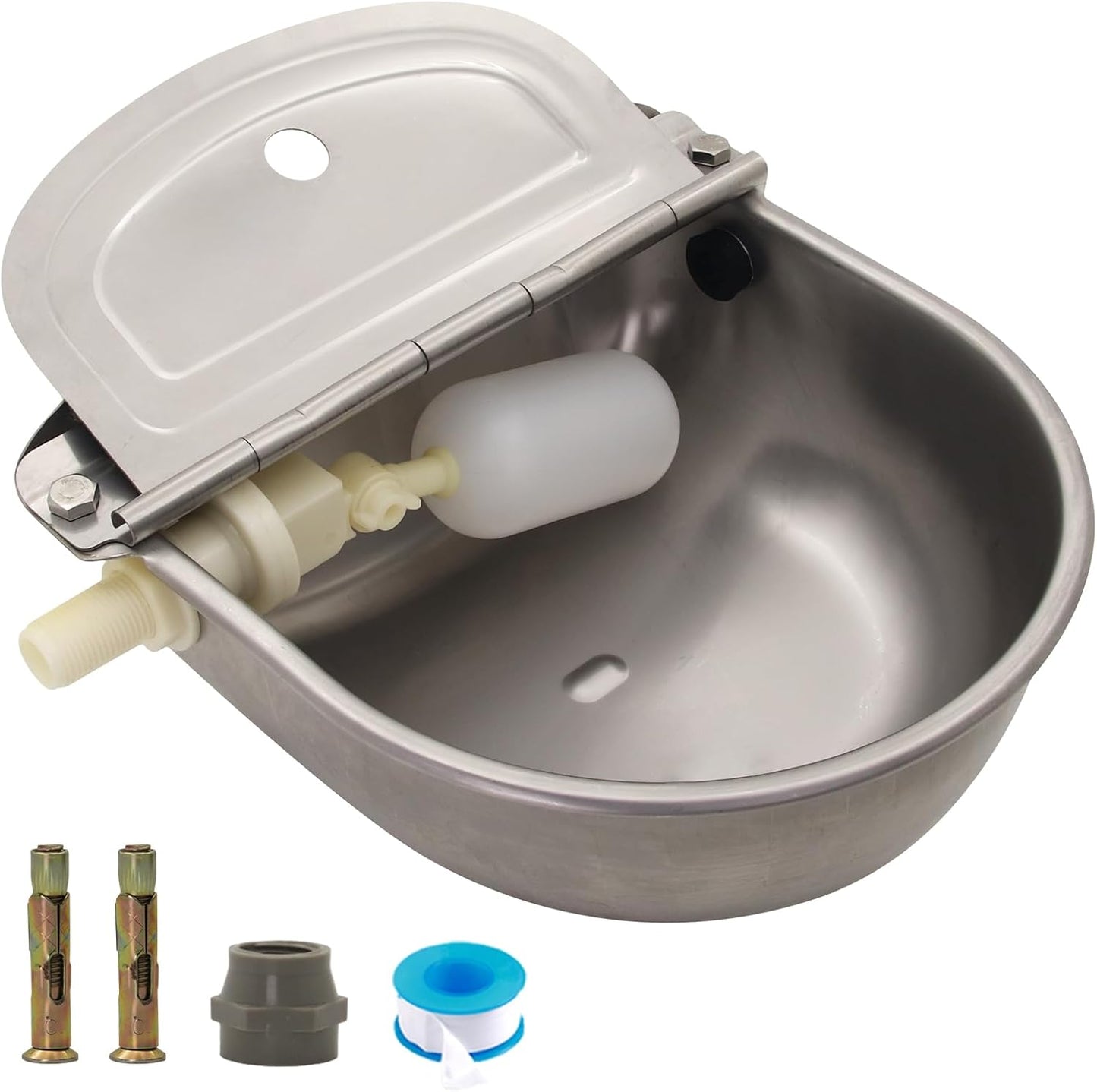 Automatic Dog Water Feeder 3L Stainless Steel Bowl for Chicken Cattle Sheep | With Float Valve auto fill water Wall Mounted Livestock Waterer rust proof Keep Water Fresh Easy to Clean & install for Goat