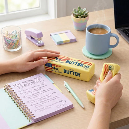 Squishy Butter Slow Squeeze – Slow Rising Stress Relief Fidget Squeezy, America Flag PU Foam Butter Suishies for Office & Study，Bright Yellow Squishy's