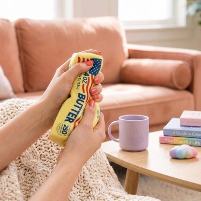 Squishy Butter Slow Squeeze – Slow Rising Stress Relief Fidget Squeezy, America Flag PU Foam Butter Suishies for Office & Study，Bright Yellow Squishy's