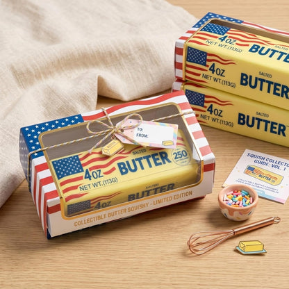 Squishy Butter Slow Squeeze – Slow Rising Stress Relief Fidget Squeezy, America Flag PU Foam Butter Suishies for Office & Study，Bright Yellow Squishy's