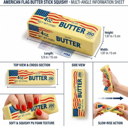 Squishy Butter Slow Squeeze – Slow Rising Stress Relief Fidget Squeezy, America Flag PU Foam Butter Suishies for Office & Study，Bright Yellow Squishy's