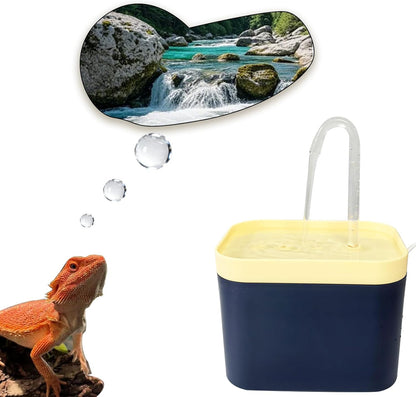 Reptile Waterfall Reptile Water Fountain Lizard Drinking Fountain Chameleon Water Dripper, Bearded Dragon Cage Accessories for Lizard Gecko Snake (Yellow Blue)