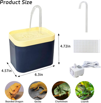 Reptile Waterfall Reptile Water Fountain Lizard Drinking Fountain Chameleon Water Dripper, Bearded Dragon Cage Accessories for Lizard Gecko Snake (Yellow Blue)