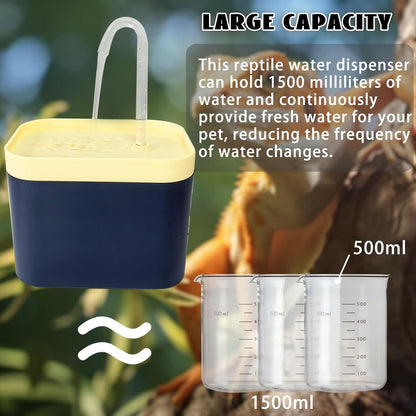 Reptile Waterfall Reptile Water Fountain Lizard Drinking Fountain Chameleon Water Dripper, Bearded Dragon Cage Accessories for Lizard Gecko Snake (Yellow Blue)
