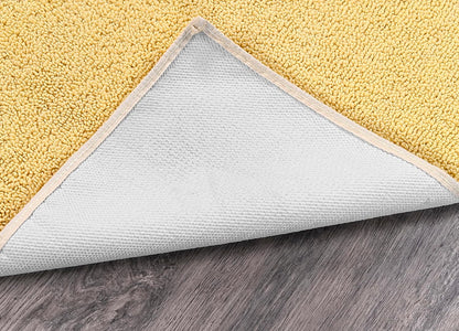 Queen Cotton Soft Yellow 3 Piece Set (Toilet Cover, Contour Rug, Bath Rug) Ultra Soft, Plush, Highly Absorbent, Machine Washable Shower & Bathroom Floor Towel, Non-Slip, Quick-Dry