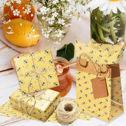 50 Sheets Bee Tissue Paper Bulk - 20x27 Inches Cute Yellow Bee & Daisies Gift Wrapping Tissue for Birthday, Baby Shower, Birthday Party, Wedding Decor, Gift Packaging, DIY Crafts & Arts