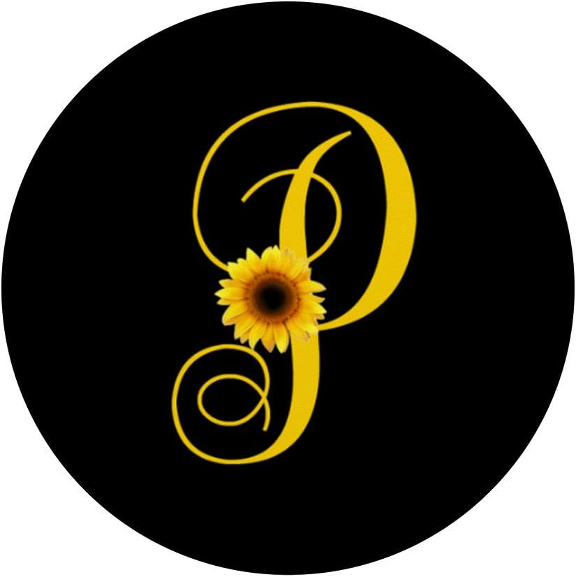 P Letter Monogram Yellow Sunflower Initial Personalized PopSockets PopGrip: Swappable Grip for Phones & Tablets