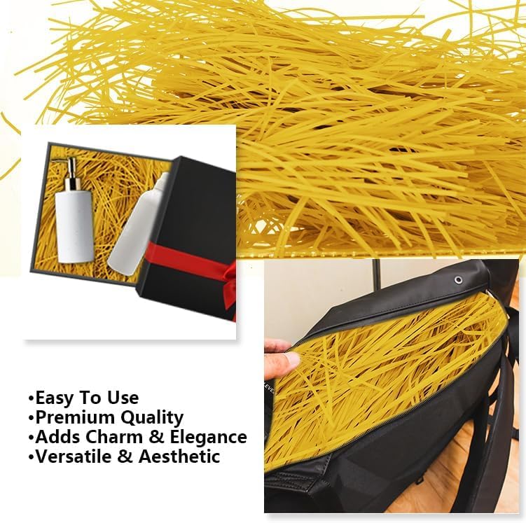 Ulifestar 1/2LB Basket Filling,Crinkle Cut Paper Shred Packing Grass Cushion Paper Streamer for Gift Wrapping,Birthdays,Weddings,Anniversaries,Valentines Day(Straight-Lemon)
