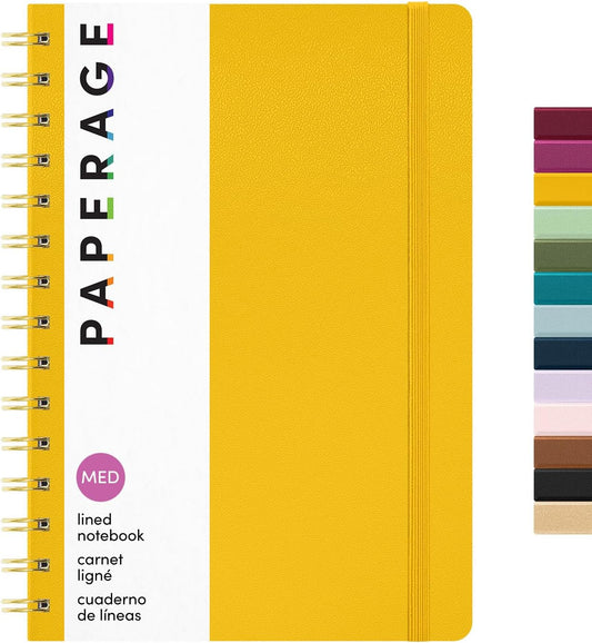 Lined Spiral Journal Notebook, (Yellow), 160 Pages, Hardcover Journal for Women & Men, Medium 5.5 in x 8 in - 100 GSM, Thick Paper, Spiral Notebook for Work, School & Journaling