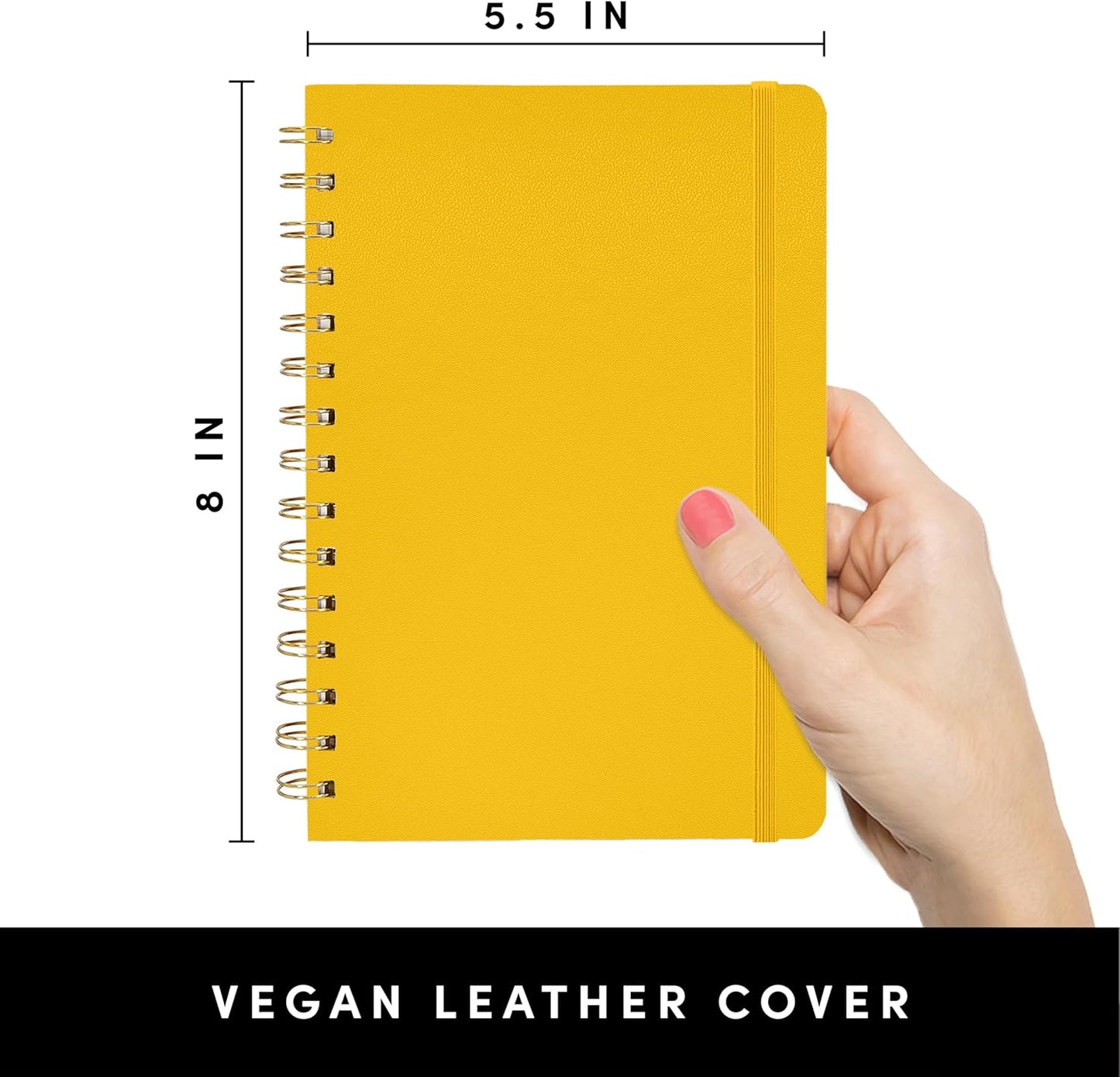 Lined Spiral Journal Notebook, (Yellow), 160 Pages, Hardcover Journal for Women & Men, Medium 5.5 in x 8 in - 100 GSM, Thick Paper, Spiral Notebook for Work, School & Journaling