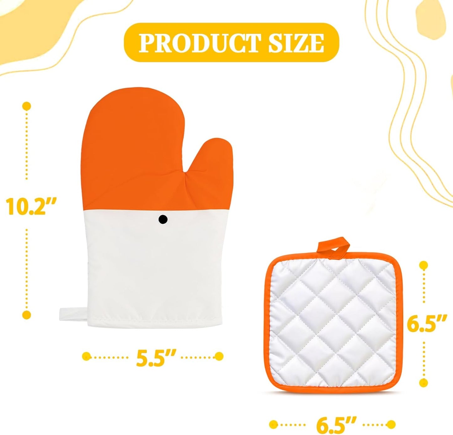 Goose Oven Mitts and Pot Holders 4 pcs Set, Heat Resistant Kitchen Gloves, Funny Novelty Animal Oven Mitts, Recycled Cotton Infill Silicone Non-Slip Gloves for Cooking Baking Grilling, Gift (Yellow)