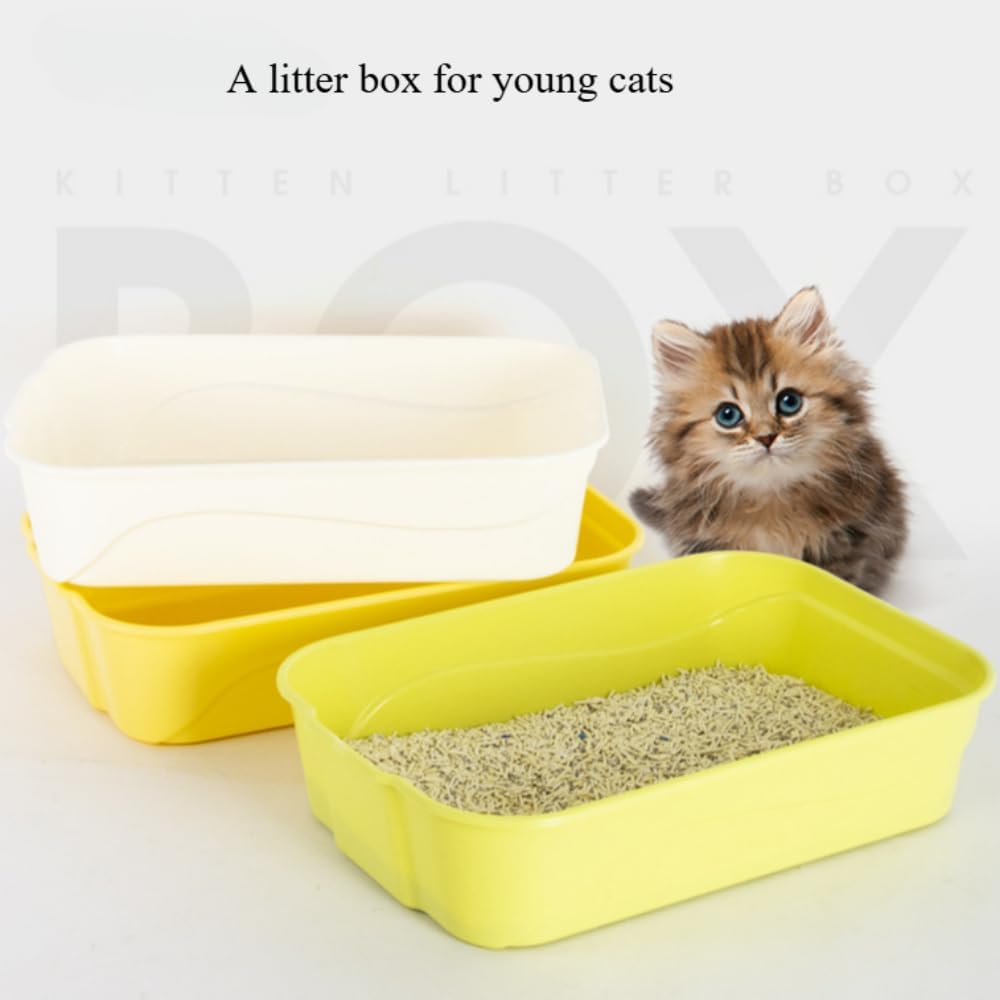 Portable Cat Litter Box with Semi-Enclosed Design & Splash-Proof Tray, Odor Control Litter Pan for Travel Use - Easy Clean Pet Toilet for Multiple Cats(Yellow)