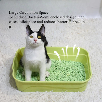 Portable Cat Litter Box with Semi-Enclosed Design & Splash-Proof Tray, Odor Control Litter Pan for Travel Use - Easy Clean Pet Toilet for Multiple Cats(Yellow)