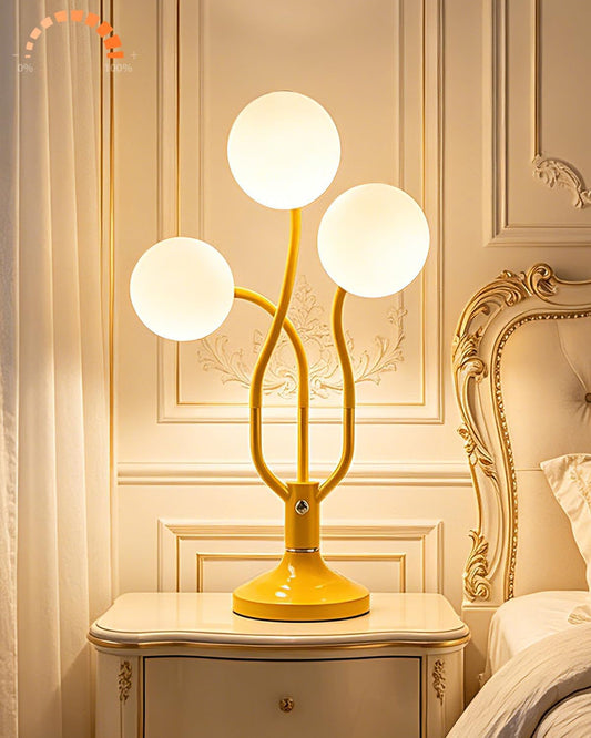 Lightdot Globe Table Lamp Dimmable Yellow Ambient Night Light Nightstand Modern Desk Lamp 3 Bulbs Included Magic DIY Arm Warmwhite Vintage Kids Bedside Lamps for Bedroom Living Room Nursery Decor Gift