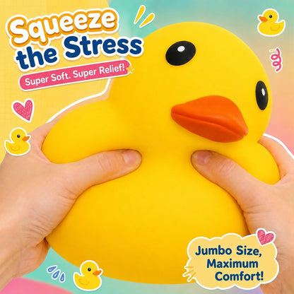 Jumbo Duck Squishy Squeeze Toys Stress Relief Fidget Toy for Teens & Adults,Giant Sensory Stress Balls for Anxiety Relief,Cool Office Desk Decor Party Favors Birthday Gifts (Yellow)