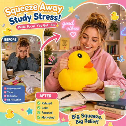 Jumbo Duck Squishy Squeeze Toys Stress Relief Fidget Toy for Teens & Adults,Giant Sensory Stress Balls for Anxiety Relief,Cool Office Desk Decor Party Favors Birthday Gifts (Yellow)