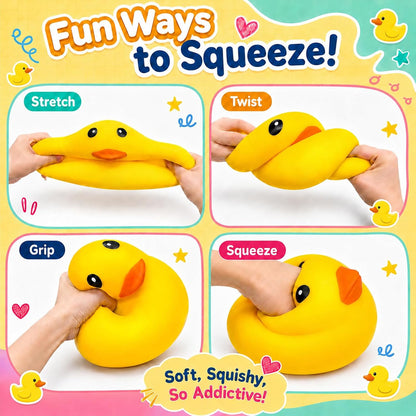 Jumbo Duck Squishy Squeeze Toys Stress Relief Fidget Toy for Teens & Adults,Giant Sensory Stress Balls for Anxiety Relief,Cool Office Desk Decor Party Favors Birthday Gifts (Yellow)