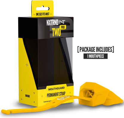 Two Pro Football Mouth Guard, Permanent Strap, Fits Adult & Youth (Yellow)