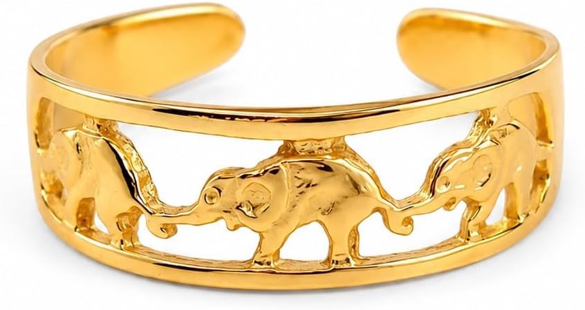 Gold Plated Toe Ring for Women, Adjustable Open Band, Handmade | Fits Toe, Knuckle or Pinky Ring | One Size Fits Most | Comfortable to Wear | Minimalist Style | Water Resistant