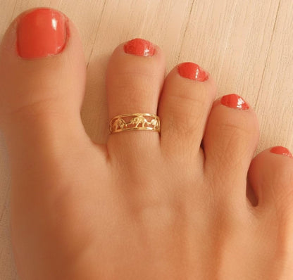 Gold Plated Toe Ring for Women, Adjustable Open Band, Handmade | Fits Toe, Knuckle or Pinky Ring | One Size Fits Most | Comfortable to Wear | Minimalist Style | Water Resistant