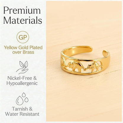 Gold Plated Toe Ring for Women, Adjustable Open Band, Handmade | Fits Toe, Knuckle or Pinky Ring | One Size Fits Most | Comfortable to Wear | Minimalist Style | Water Resistant