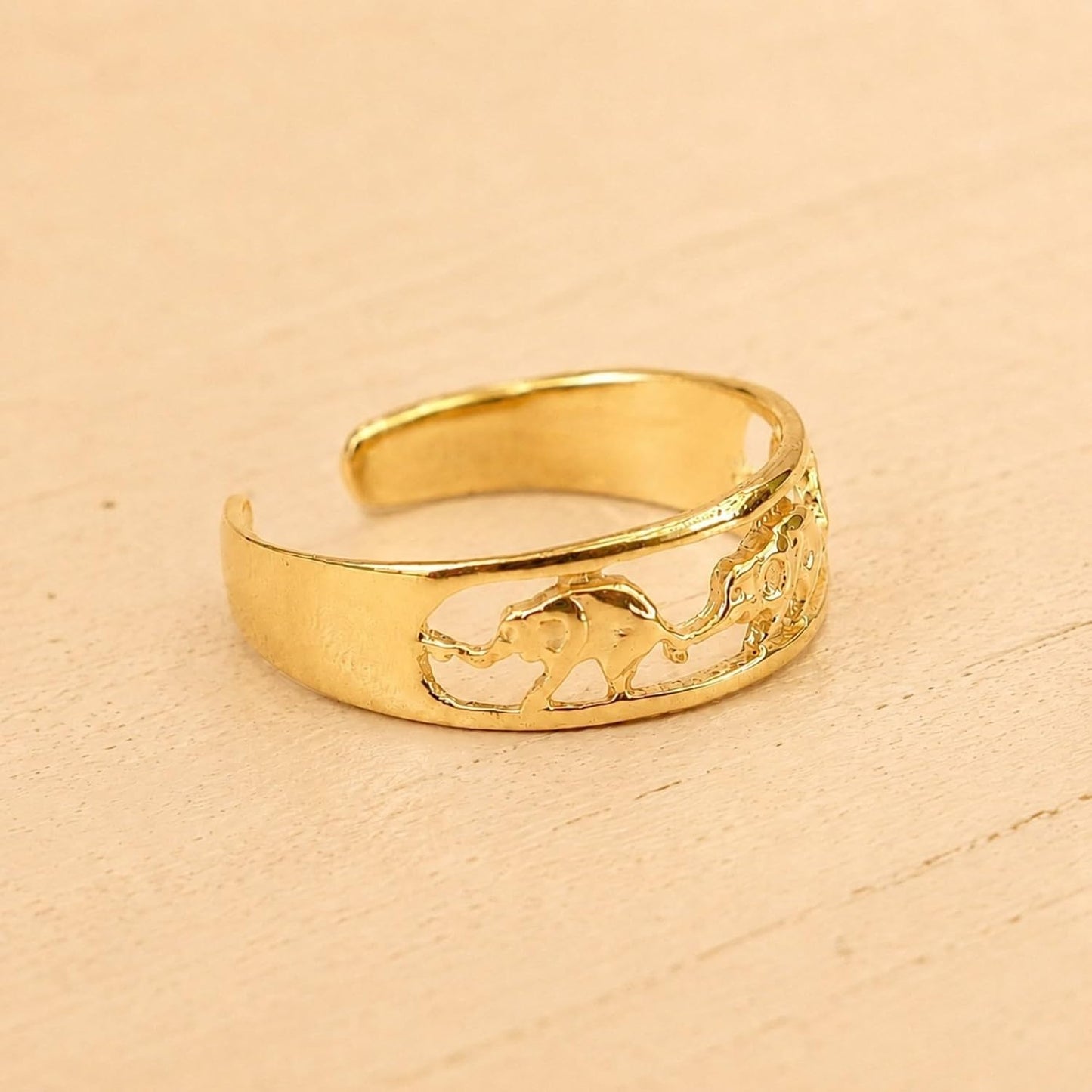 Gold Plated Toe Ring for Women, Adjustable Open Band, Handmade | Fits Toe, Knuckle or Pinky Ring | One Size Fits Most | Comfortable to Wear | Minimalist Style | Water Resistant