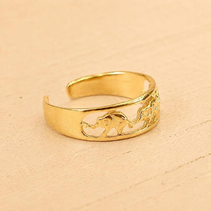 Gold Plated Toe Ring for Women, Adjustable Open Band, Handmade | Fits Toe, Knuckle or Pinky Ring | One Size Fits Most | Comfortable to Wear | Minimalist Style | Water Resistant