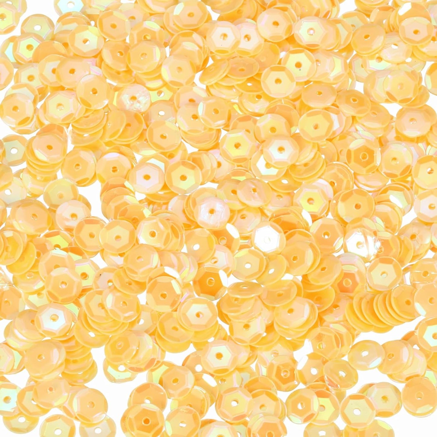Loose Sequins 2800Pcs 6mm Silver Backed Cup Embroidery Sequins for Jewelry Making Crafts Sewing, AB Yellow