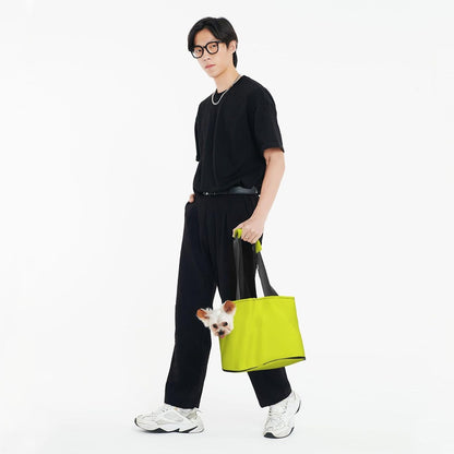 Yellow Print Foldable Pet Tote Bag, Shoulder Carrier for Small Dogs and Cats