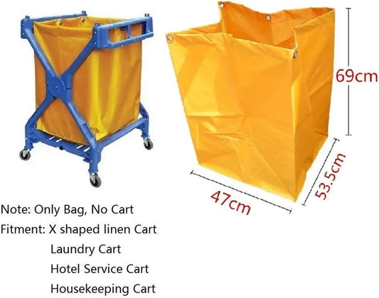 Replacement Janitorial Cart Bag Yellow Linen Truck Bag 35 Gal Oxford Cloth Cleaning Cart Spare for Housekeeping Laundry