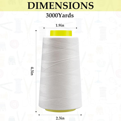 Serger Thread - 4 Cones x 3000 Yards (12,000 Yards Total) | 40S/2 Polyester All-Purpose Thread for Sergers, Overlock Machines, Quilting & Handcrafts (4 Yellow)