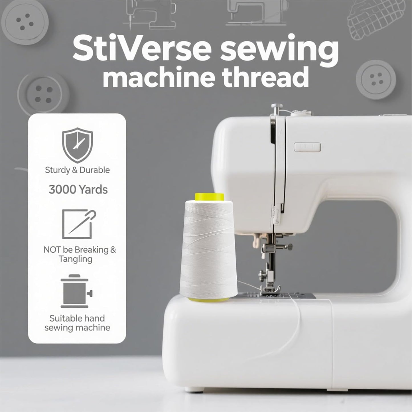 Serger Thread - 4 Cones x 3000 Yards (12,000 Yards Total) | 40S/2 Polyester All-Purpose Thread for Sergers, Overlock Machines, Quilting & Handcrafts (4 Yellow)