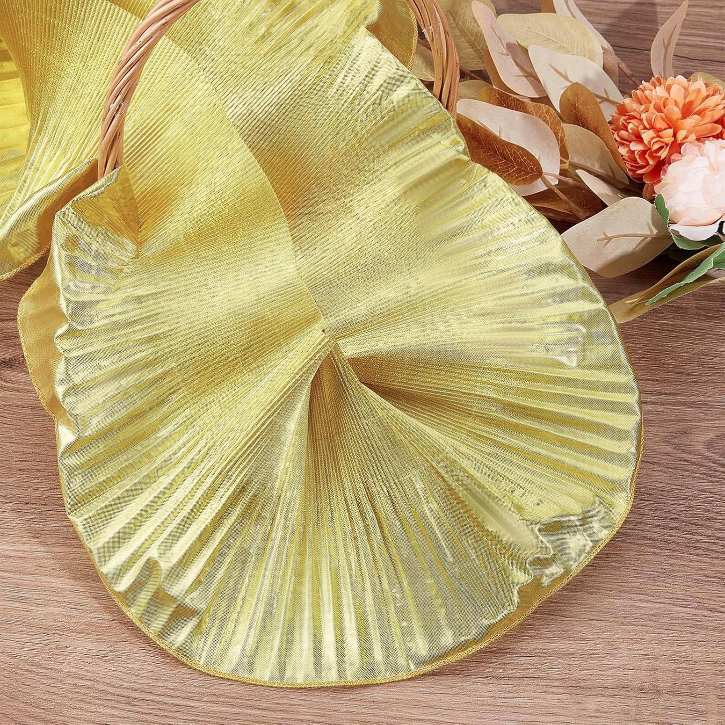 10 Yards Ruffled Lace Trims Organza Pleated Fabric Trim Tulle Lace Border Retro Chiffon Trimmings Decorative Applique for Sewing DIY Wedding Dress Craft Home Decor, Yellow