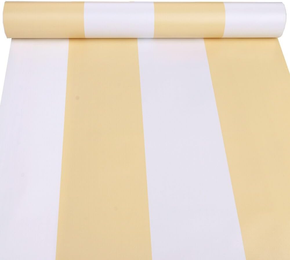 Yellow and White Stripes Peel & Stick Shelf Liner Removable Contact Paper Wallpaper for Drawer Cabinet Nursery Decor 17.7" x 117"