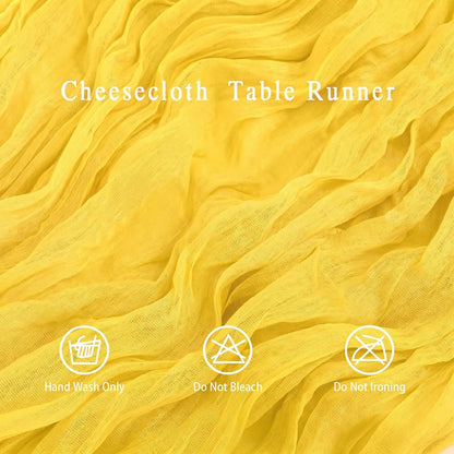 8 Pack Yellow Cheesecloth Table Runner 17x108 inch Rustic Gauze Table Runner Sheer Boho Fabric Cheese Cloth Table Runner for Wedding Party Baby Bridal Shower