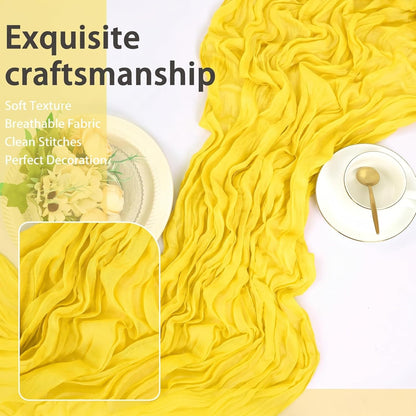 8 Pack Yellow Cheesecloth Table Runner 17x108 inch Rustic Gauze Table Runner Sheer Boho Fabric Cheese Cloth Table Runner for Wedding Party Baby Bridal Shower