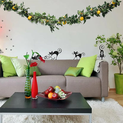 6 Ft Artificial Lemon Garland, Spring Greenery Garland with Lemons and Flowers, Summer Fruit Garlands Wreath for Front Door Wall Table Wedding Decor