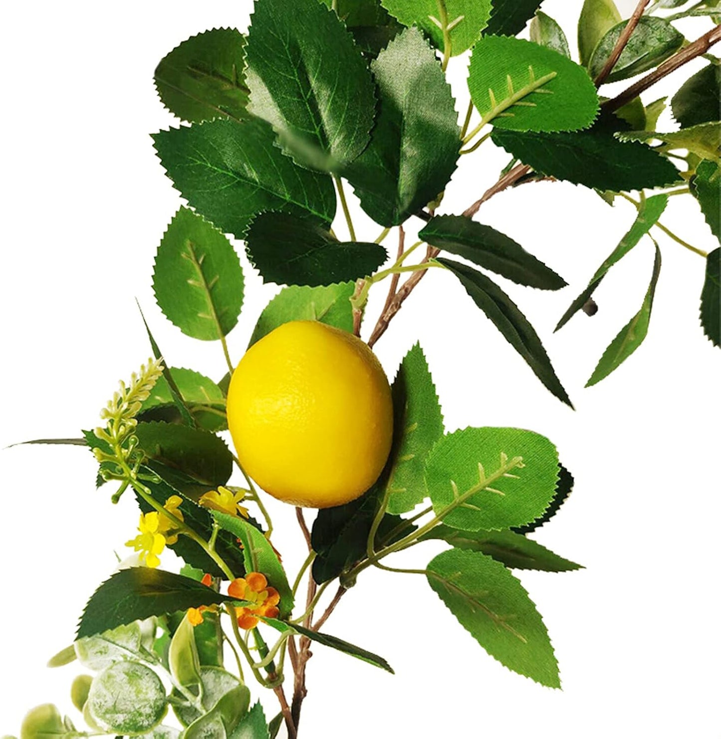 6 Ft Artificial Lemon Garland, Spring Greenery Garland with Lemons and Flowers, Summer Fruit Garlands Wreath for Front Door Wall Table Wedding Decor