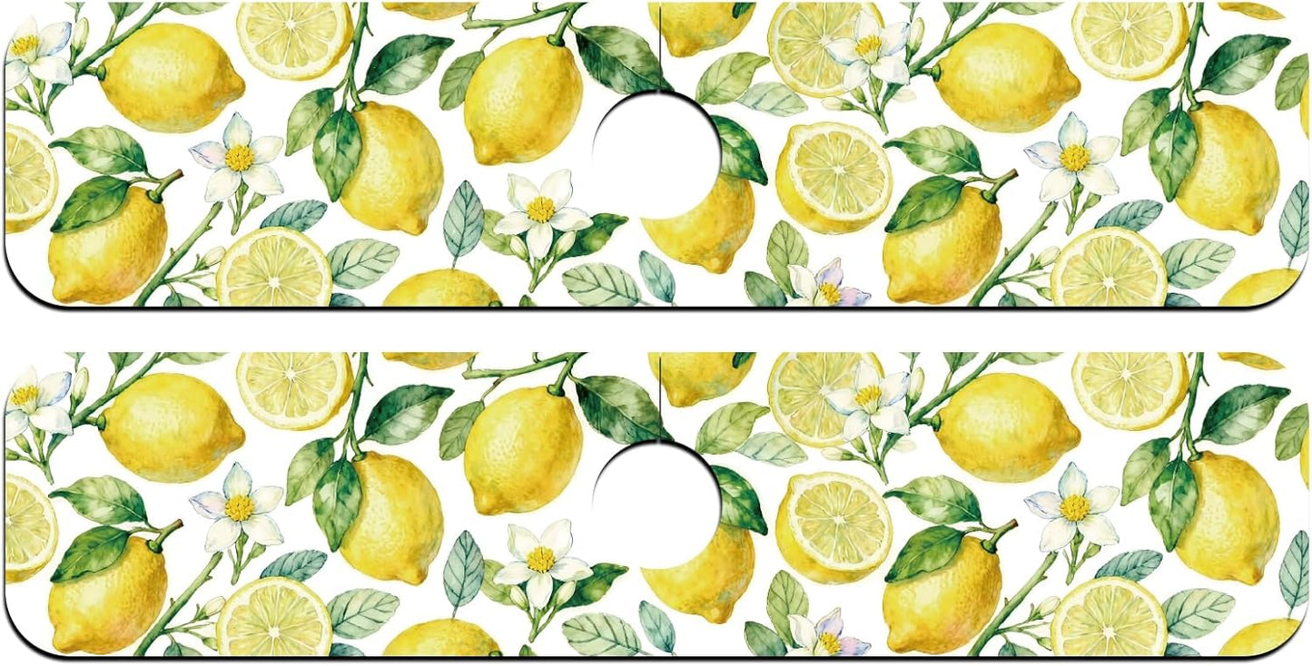 2 Pcs Kitchen Sink Splash Guard Faucet Mats Lemon Pattern Faucet Mat for Sinks Fruit Absorbing Drying Mat for Kitchen Bathroom, 23.6x5.5inch