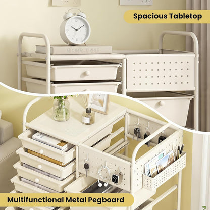 15-Drawer Rolling Storage Cart, Craft Storage Cart with Removable Drawers & Lockable Wheels, Art Cart Supply Storage Organizer for Home Office Classroom, Yellow