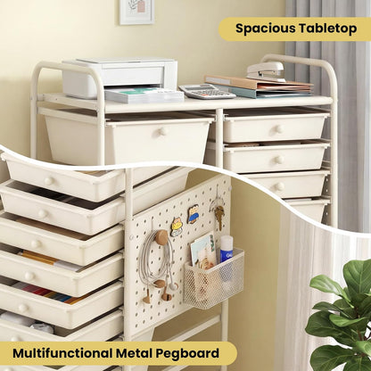 15-Drawer Rolling Storage Cart, Craft Storage Cart with Removable Drawers & Lockable Wheels, Art Cart Supply Storage Organizer for Home Office Classroom, Yellow