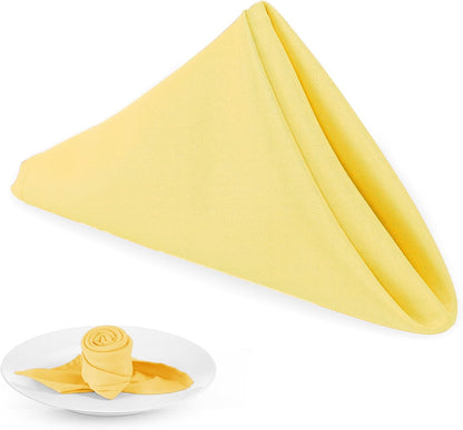 Yellow Heavy Duty Cloth Napkins - 17 x 17 Inch Solid Washable Polyester Dinner Napkins - Set of 8 Napkins with Hemmed Edges - Great for Weddings, Parties, Banquets Dinner & More