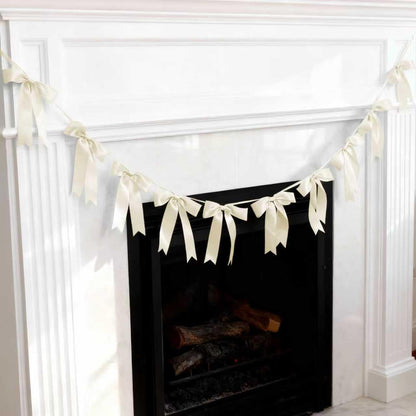 Bow Garland Banner - 10Pcs Pre-Strung Satin Bows for Baby Shower, Birthday, Bridal Shower, Wedding Party Decorations (Yellow)