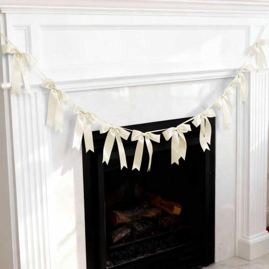 Bow Garland Banner - 10Pcs Pre-Strung Satin Bows for Baby Shower, Birthday, Bridal Shower, Wedding Party Decorations (Yellow)