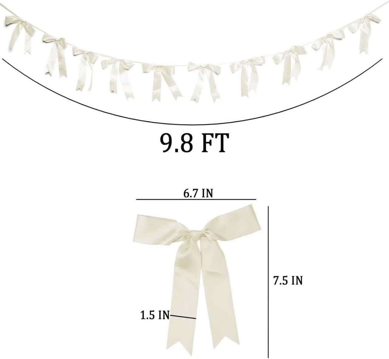 Bow Garland Banner - 10Pcs Pre-Strung Satin Bows for Baby Shower, Birthday, Bridal Shower, Wedding Party Decorations (Yellow)